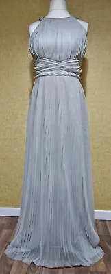 COAST Silver NEW Pleated Maxi Grecian Dress Size 14 Evening Long Party Sequin  • £34.99