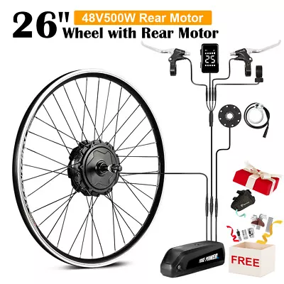 Electric Bike Conversion Kit With Battery 26  48V 500W Rear Ebike Conversion Kit • $395.99