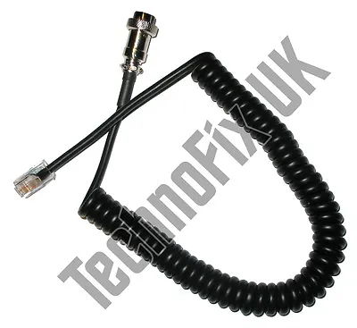 Curly Cable For Adonis Microphones 8 Pin Round Plug To 8p8c RJ45 For Yaesu • £22.99