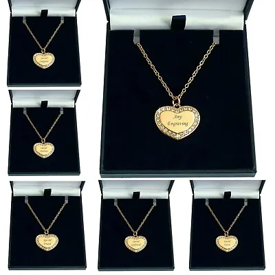 Rose Gold Necklace With Any Engraving On Personalised Heart Pendant In Gift Box • $48.82