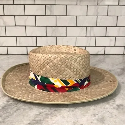 Vintage Park Royal Straw Hat Mens Size Large Panama Band Woven Tan Coastal • $22.99