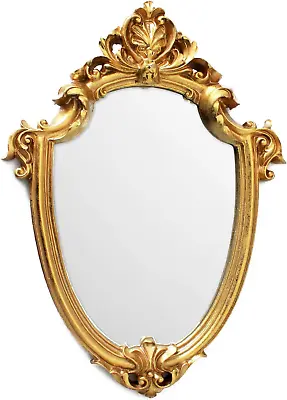 Vintage Gold Resin Frame Decorative Wall Mirror Small 12.5x9 In • $25.79