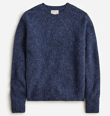 NWT J Crew 100% Brushed Wool Crewneck Sweater In Heather Pacific Dark Blue • $119.99