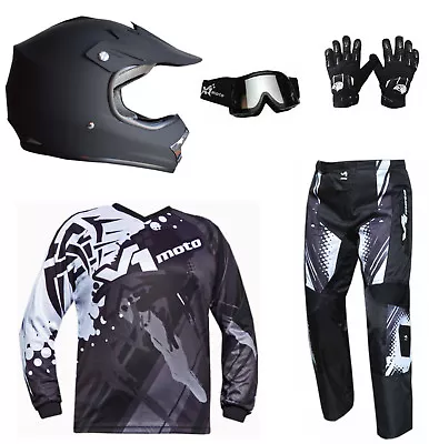 KIDS MOTOCROSS HELMET PANTS JERSEY GOGGLES GLOVES MX Dirt Bike Gear Junior Youth • $167.96