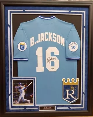 Bo Jackson Autographed And Framed Light Blue Mitchell & Ness Kansas City Royals • $1099