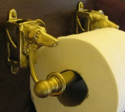 GREYHOUND / WHIPPET Bronze Toilet Paper Holder OR Paper Towel Holder! • $120