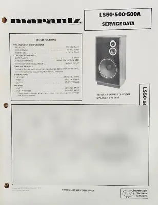 Marantz LS50 500-500A Speaker Service Data - Original • $15