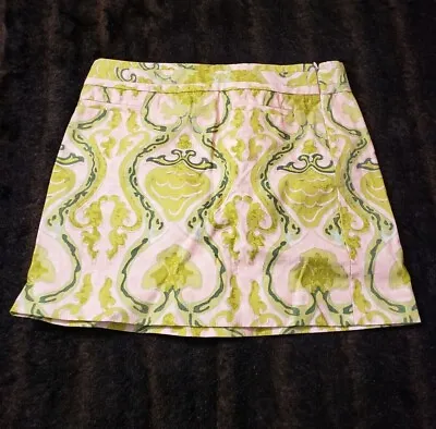 J Crew Womens Size 6 Pink Green Zip Floral Casual A Line Mini Skirt • $9.88