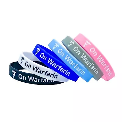 On Warfarin Medical Alert Wristband ID Bracelet Silicone Band Mens Ladies • £5.99