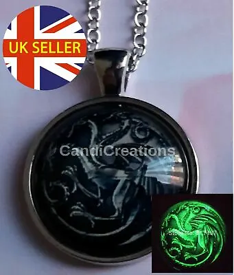 Game Of Thrones Necklace Dragon Glow In The Dark Pendant Necklace • £5.50