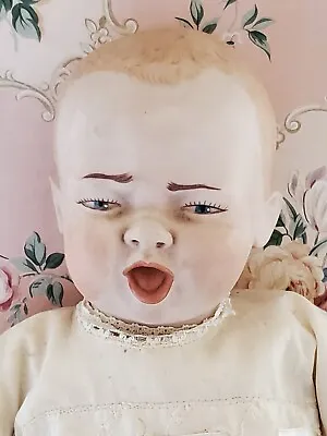 20  VINTAGE 1970s Artist A. Johnson CRYING Bisque & Cloth BABY DOLL  • $9.99