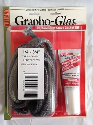 RUTLAND Grapho-Glas Stove Gasket Kit Black 3/4  X 7' FLAT FREE USA SHIP! #95W-6 • $23.99