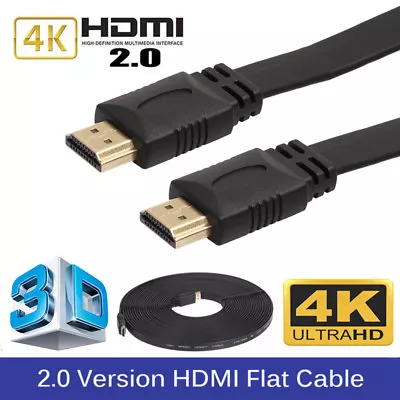 10M Long Flat 4K HDMI Cable V2 Gold Plated Connector Adapter For 3D HDTV PC PS4 • £8.94