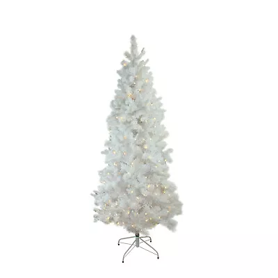 Northlight 9' X 49  Flocked White Pine Slim Artificial Christmas Tree White LED • $517.49