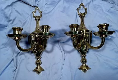 Pair Of Antique Brass Bronze Wall Sconces For Candles • $100