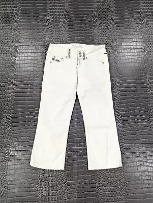 MISS ME CAPRI GIRL'S WHITE JEANS SIZE 14 Flap Pocket Rhinestones Camo Inserts  • $15.99