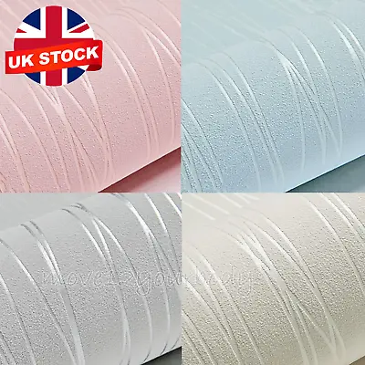 10M Textured Wallpaper Plain Shimmer Silver Glitter Wall Paper Roll Beige Pink • £6.99