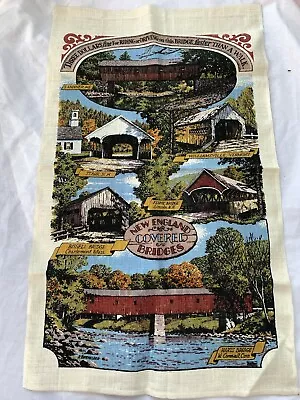 Kay Dee Linen Tea Towel Wall Hanging New England Covered Bridges Vintage • $12.99