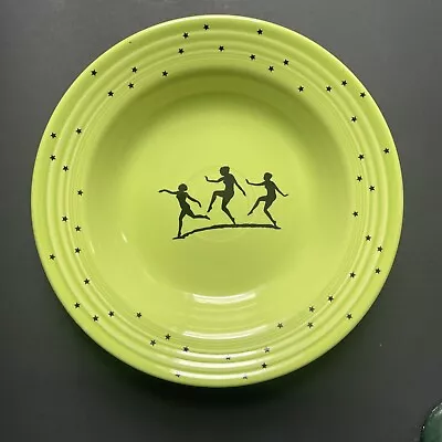 Fiesta Homer Laughlin MegaChina Chartreuse Rimmed Bowl Dancers Nymphs Mega China • $25