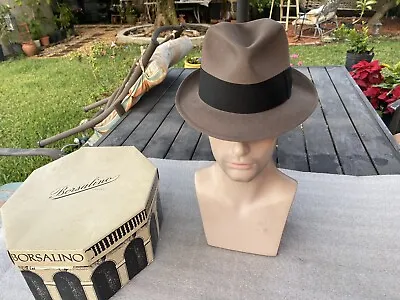 New 1980s Borsalino “REX” Gray Beaver Fedora Sz 7++ 7-1/8 • $164