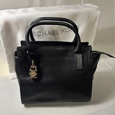Michael Kors Mckenna Medium Black Leather Satchel Handbag Great Condition LBN • $50