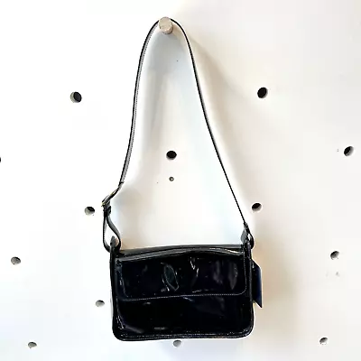 Salvatore Ferragamo Black Patent Leather Vintage Shoulder Purse Bag 0412EM • $110