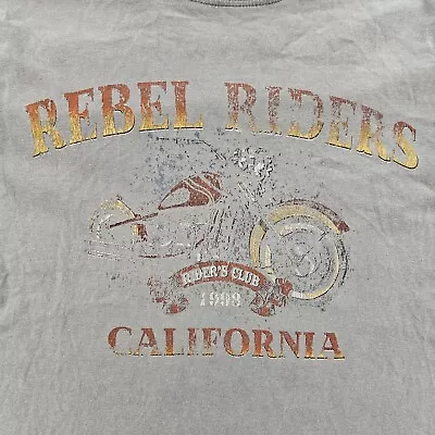 Rebel Riders Motorcycle Club California Gray Short Sleeve LONG T-Shirt Men's S • $10.78