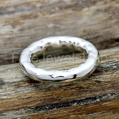 4MM Hammered Ring Band Ring 925 Sterling Silver Ring Handmade Ring Men's Band • $17.99