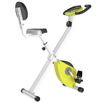 HOMCOM Magnetic Resistance Exercise Bike Foldable LCD Adjustable Seat Yellow • £109.99