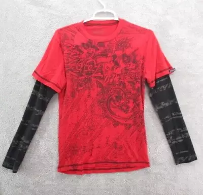 MMA Elite Long Sleeve Shirt Mens Red Small Thermal Skull Grunge • $29.99
