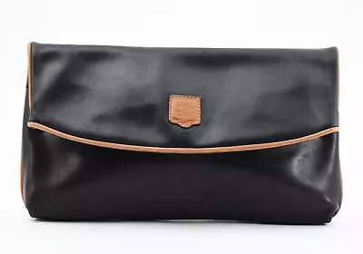 CELINE [Rank AB] Macadam Clutch Bag Purse Black Brown Leather Vintage Second • $164.99