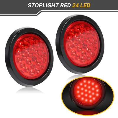 2PCS Red 24 LED Round Truck Trailer Tail Stop Turn Brake Light Waterproof 24V • $9.86