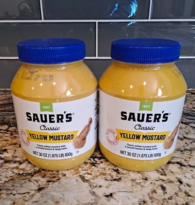 2 Jars Of Sauer's Classic Yellow Mustard 32 Oz Sauce BBQ Hamburger Bottle • $27.99