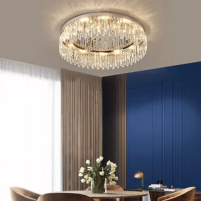 Modern Flush Mount Crystal Chandelier LED Ceiling Light Pendant Lamp Fixture 40w • $110