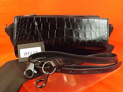 $753.96 • Buy Nwt Alexander Wang Black Leather Crocco Print Pelican Cross Body Bag Clutch  