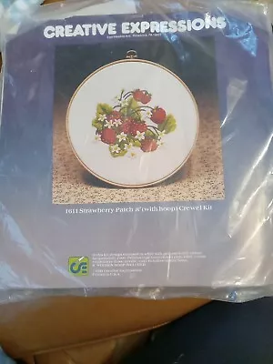 Vintage Crewel Embroidery Kit Strawberry Patch 8  Hoop Creative Expressions • $7.95