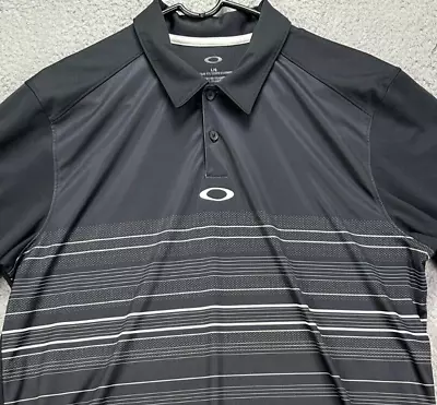 Oakley Shirt Mens Large Black Striped Golf Polo Athletic Short Sleeve Logo Rugby • $22.80