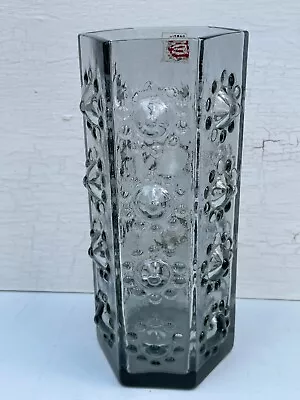 £13.99 • Buy Vintage Retro Dartington Art Glass Grey 'Nipple' Vase Frank Thrower & LABEL VGC!