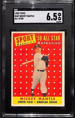 1958 Topps #487 Mickey Mantle AS SGC 6.5 • $650