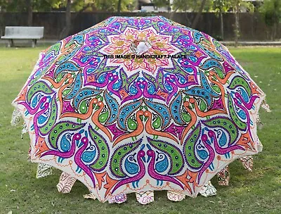 Handmade Embroidered Garden Umbrella Outdoor Patio Parasol Indian Beach Umbrella • $164.99