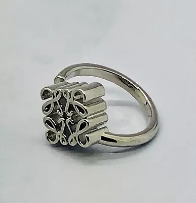 Auth LOEWE Monogram Silver Tone Ring Size M7 - Pre Owned / KJ4172 • $165