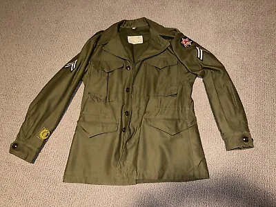 US WW2 M43 M1943 Field Jacket~Near Mint~Patched~Named~34R~Small~6th Army • $400