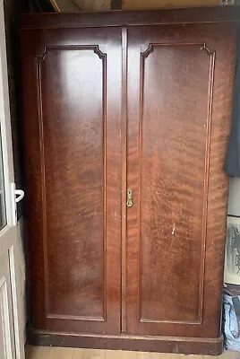 Victorian Mahogany Wardrobe Linen Press Gentlemen’s Cupboard Antique Vintage • £79.85