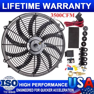 $62.99 • Buy 16  Universal Slim Fan 3000FCM Push Pull Electric Radiator Cooling 12V Mount Kit
