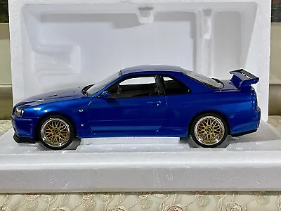 AUTOart 1/18 Nissan Skyline GT-R R34 V-Spec II BBS LM Wheels Bayside Blue • $349.99