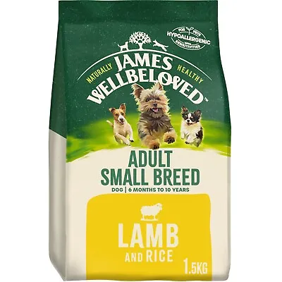 1.5kg James Wellbeloved Adult Small Breed Dry Dog Food Biscuits Lamb & Rice • £12.54