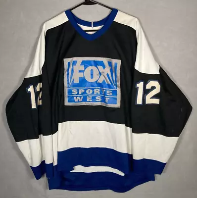 Fox Sports West Vintage Hockey Jersey T-shirt Size XL Bauer Made In Canada #12 • $16