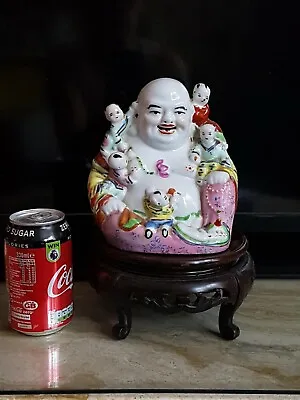 Chinese Porcelain Famille Rose Laughing Buddha With Children Signed On Base. • £45