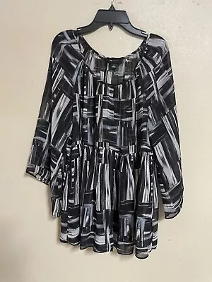 Small Semi Sheer Blouse AB Studio Black White • $0.99