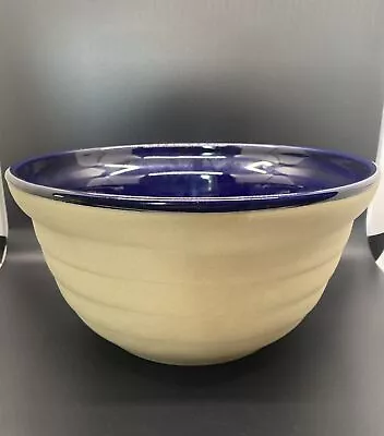 Vintage Beehive Cobalt Glazed/Unglazed Monmouth Pottery Large Mixing Bowl • $32.99